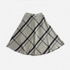 Elegant Checkered A-Line Skirt in Gray and Blue
